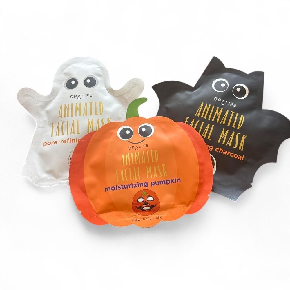 SPALIFE Animated Halloween Facial Sheet Mask Set Bat Pumpkin Ghost